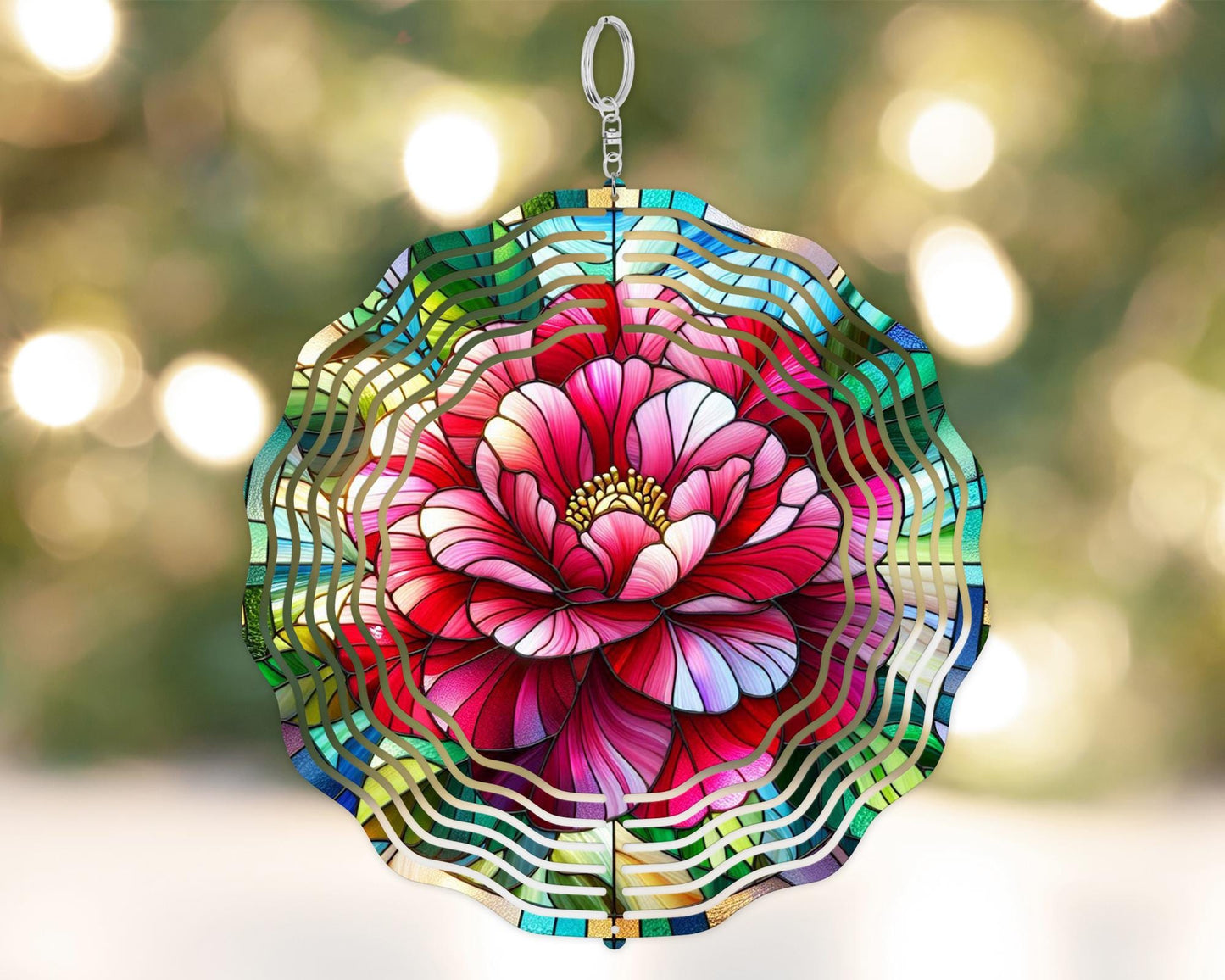Alabama State Flower Camellia Wind Spinner, Unique Gifts for Alabama Lover, Nature-Inspired Housewarming Gift, Hanging Wind Sculpture