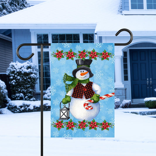 Festive Snowman Garden Flag 12x18 Inch - Holiday Decor for Snowman Lovers