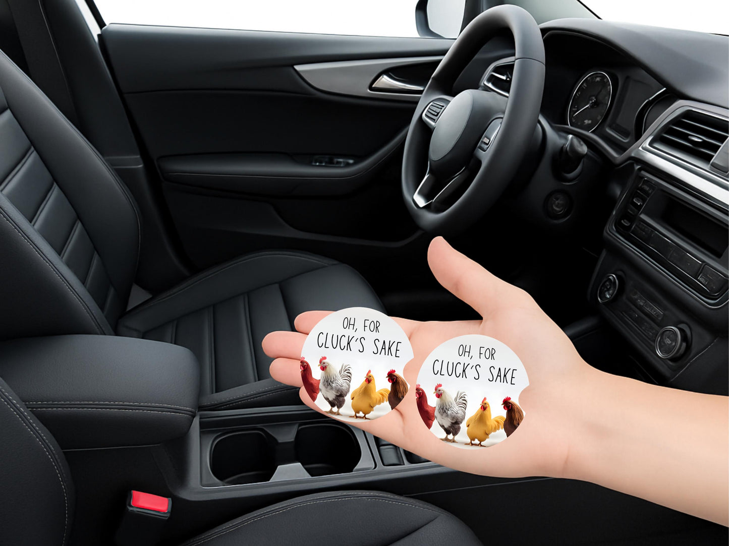 Funny Chicken Car Coaster - Absorbent Sandstone Cup Mat for Vehicles