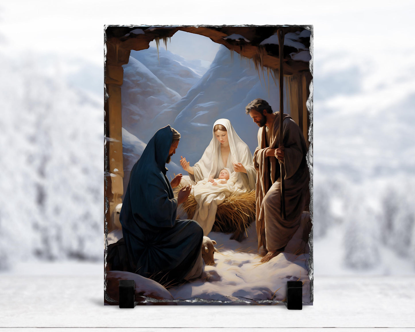 Holy Family Slate Plaque - 78x585 In Christian Nativity Scene Decor Perfect Religious Holiday Gift