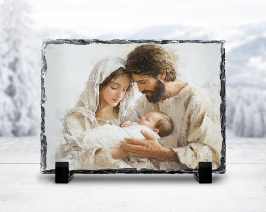 Fractured Edges Slate Nativity Scene Print - Spiritual Christian Gift for Holidays and Celebrations