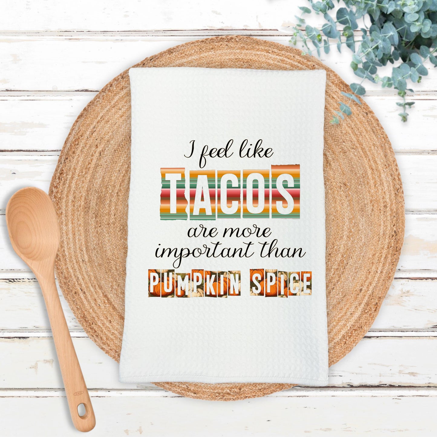 Funny Taco Kitchen Towel - Waffle Weave Microfiber for Autumn Decor