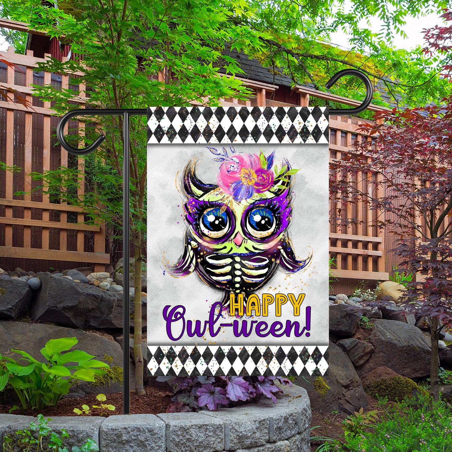 Halloween Owl Garden Flag - 12x18 Inch Double-Sided Decor Perfect Gift for Owl Lovers