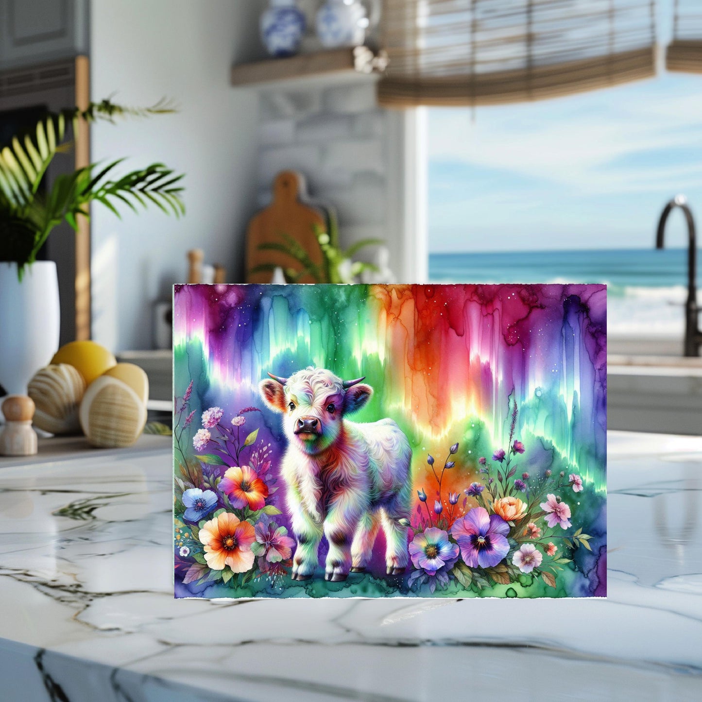 Baby Highland Cow Glass Cutting Board, Cow Lover Gift, Food Prep Board, Foodie Gift Idea