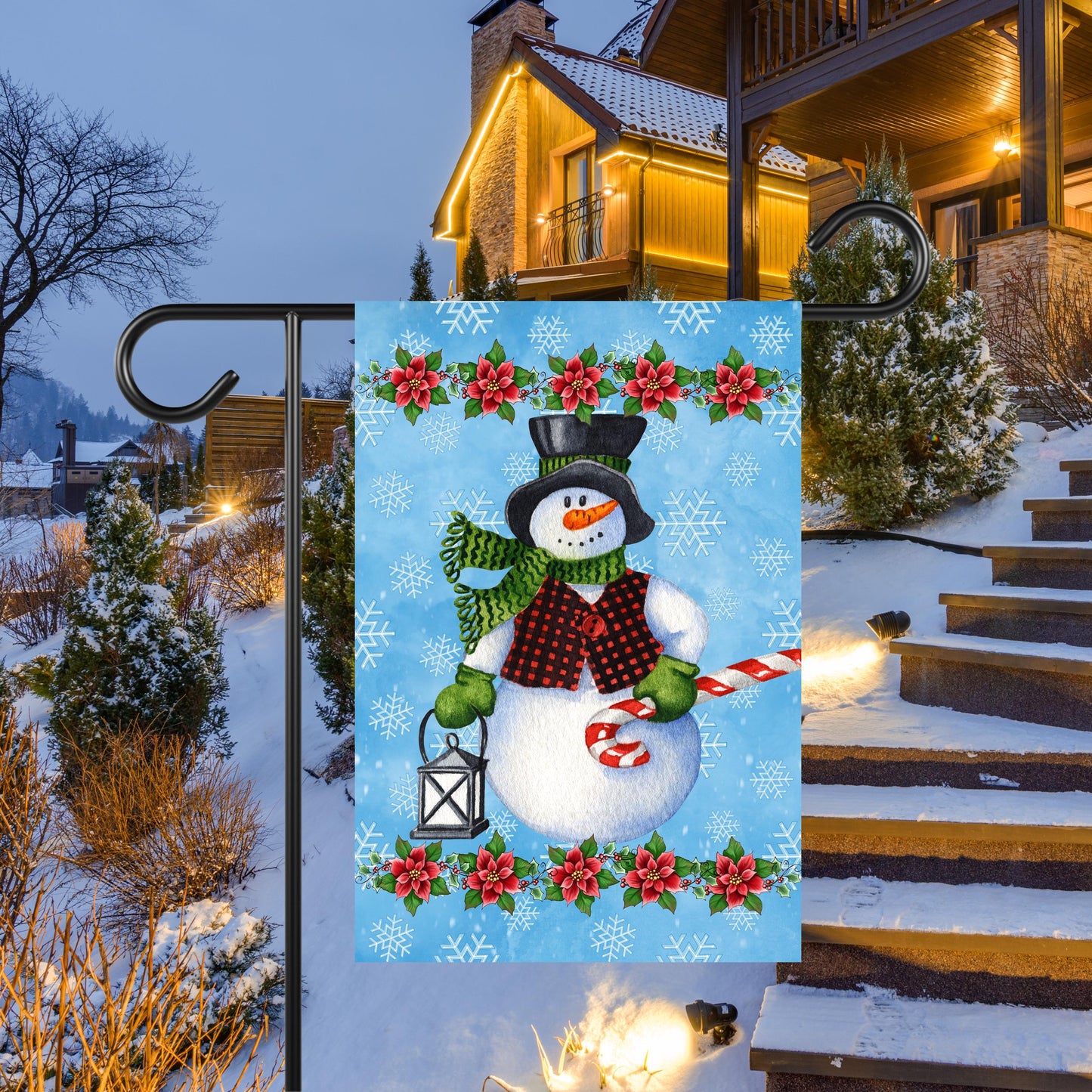 Festive Snowman Garden Flag 12x18 Inch - Holiday Decor for Snowman Lovers