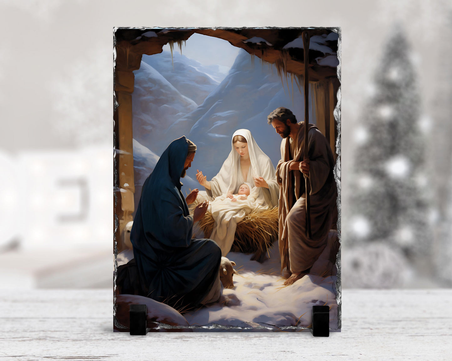 Holy Family Slate Plaque - 78x585 In Christian Nativity Scene Decor Perfect Religious Holiday Gift