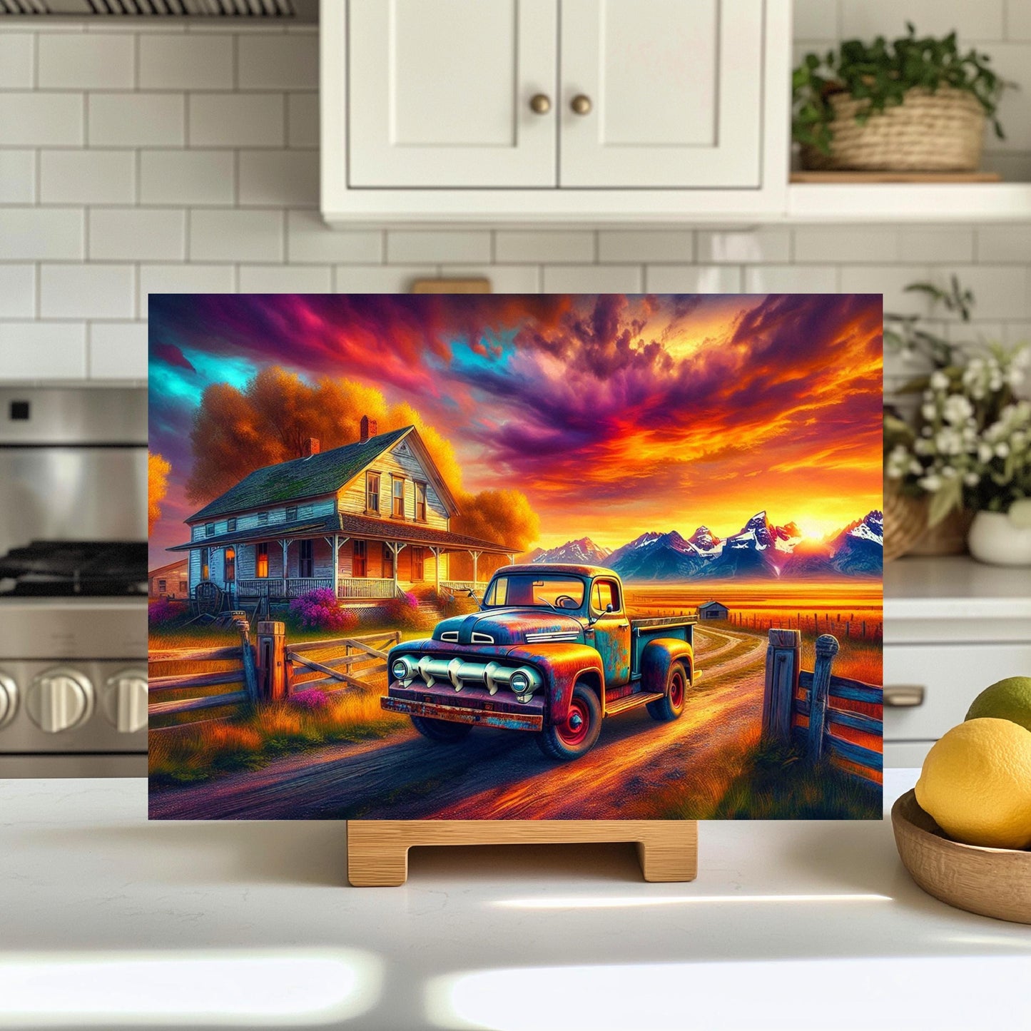 Sunset Mountain Farm Rustic Cutting Board - Charming Kitchen Decor Ideal Homestead Gift