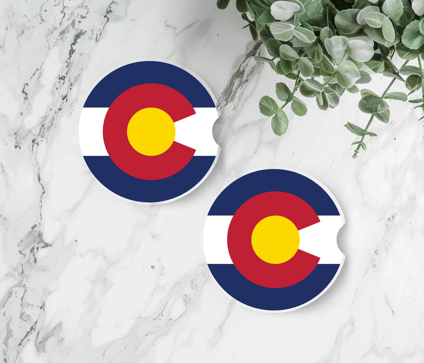 Colorado Circle Logo Sandstone Car Coasters, Unique Gifts for Him, Car Cup Holder
