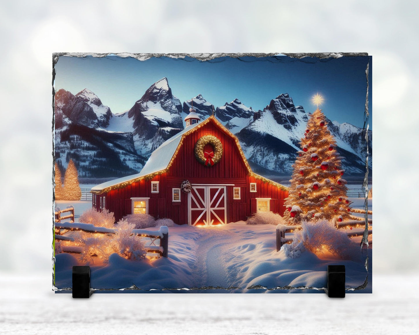 Rustic Slate Christmas Barn Decor for Cozy Holiday Charm