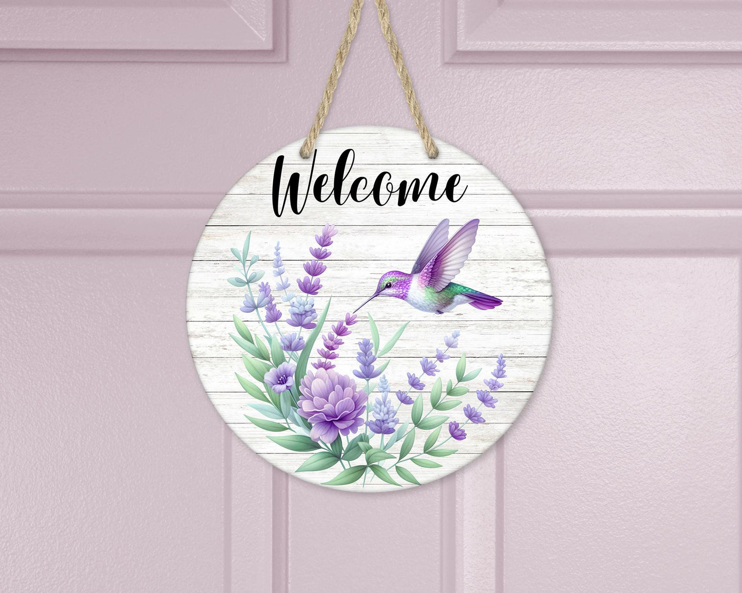 Hummingbird and Floral Aluminum Door Wreath - Unique Welcome Sign for Front Porch Decor Perfect New Home Gift for Sisters