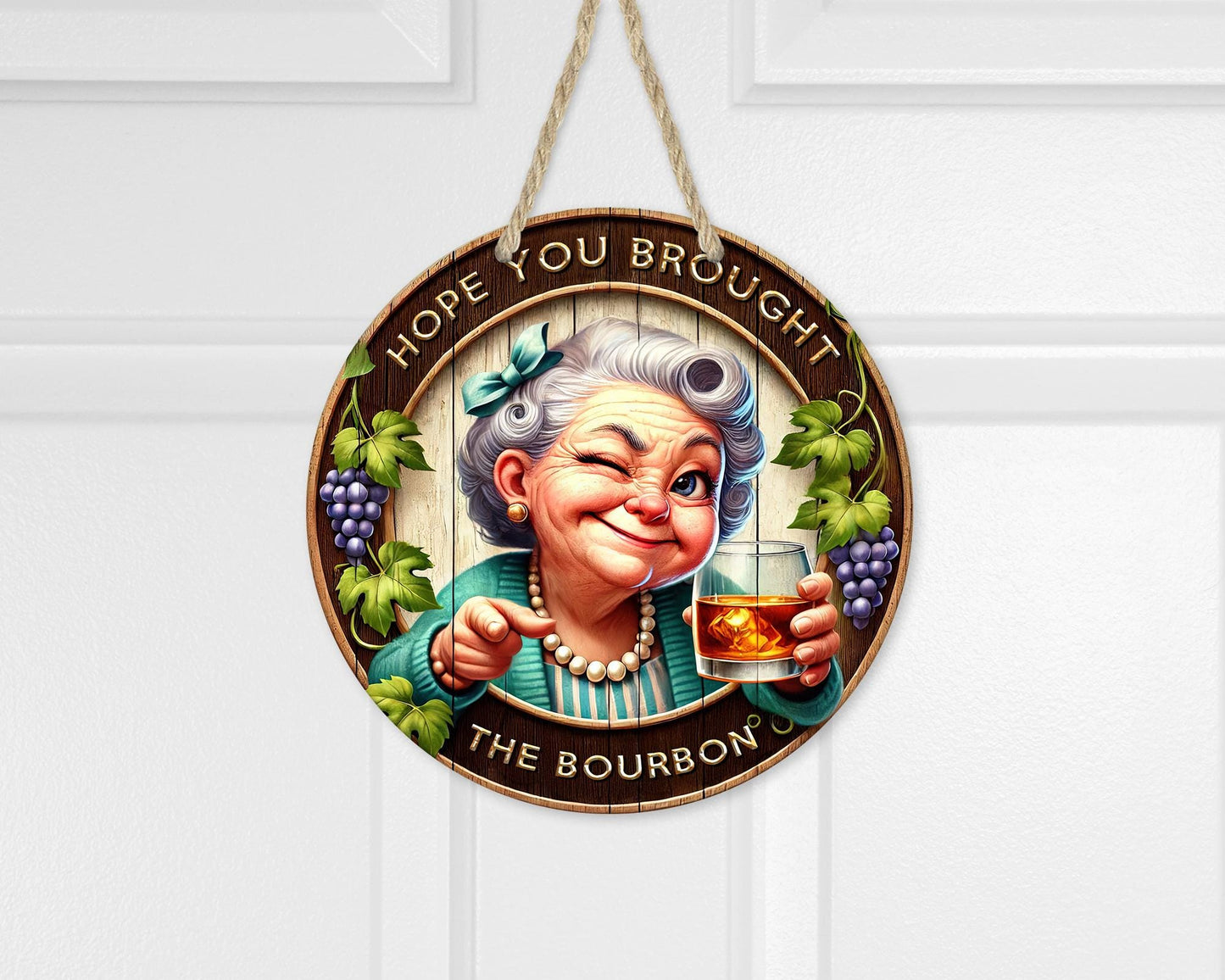 Sassy Bourbon Lady Wreath - Unique Door Decor Gift for Bourbon Lovers and Sisters