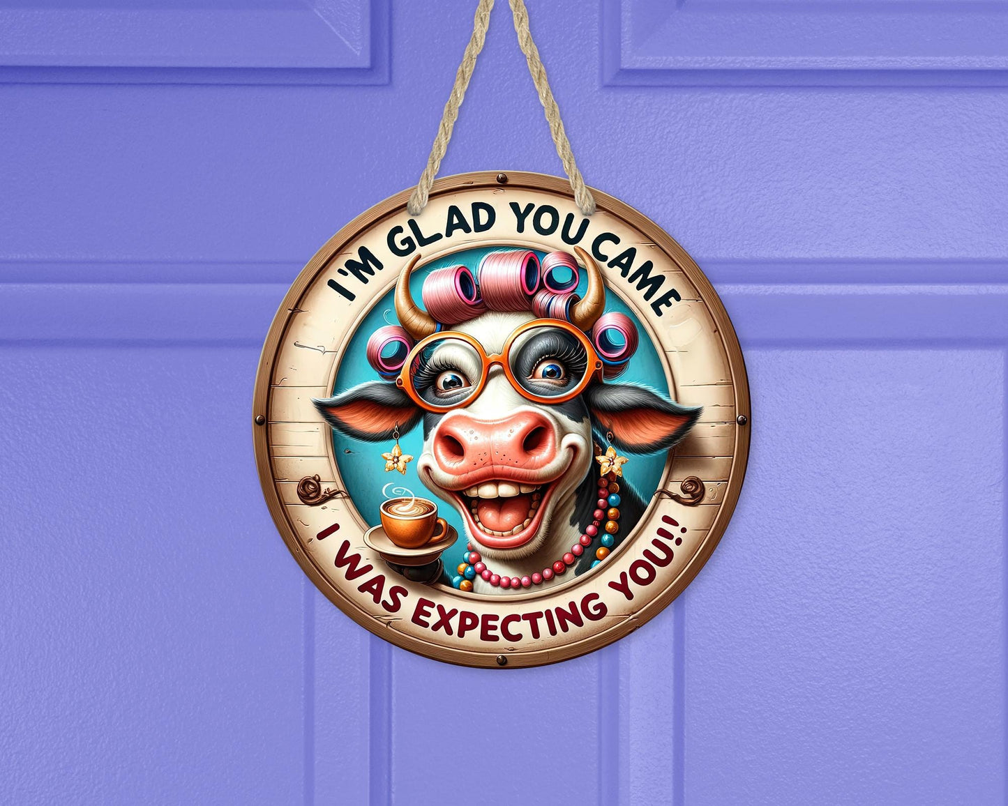 Whimsical Cow Door Hanger - Unique Home Decor Gift for Mom Perfect for Front Porch Housewarming
