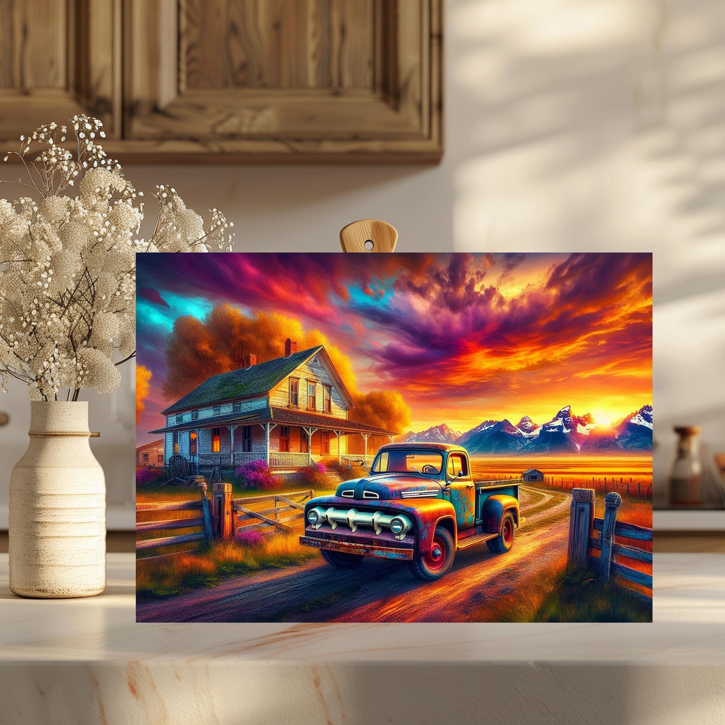 Sunset Mountain Farm Rustic Cutting Board - Charming Kitchen Decor Ideal Homestead Gift