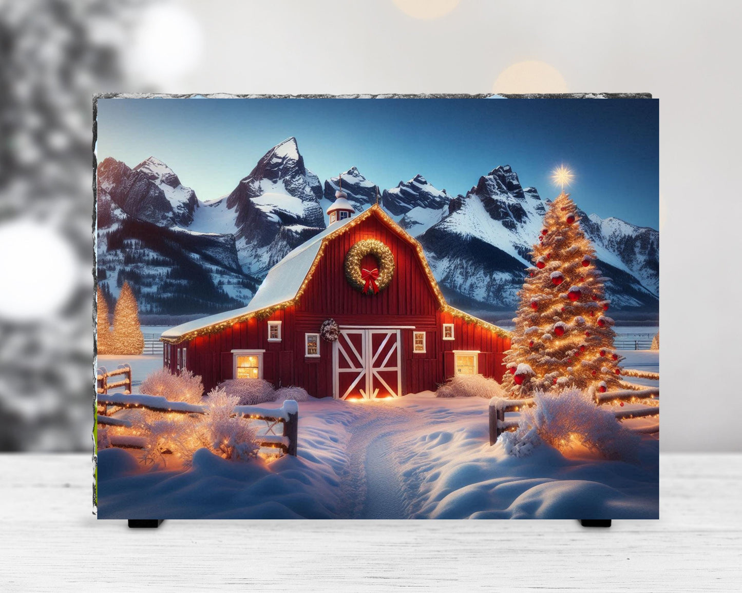 Rustic Slate Christmas Barn Decor for Cozy Holiday Charm