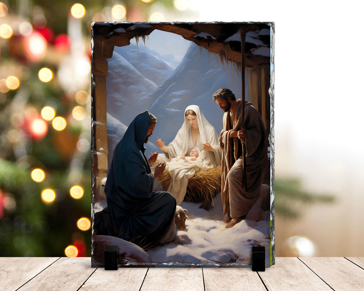 Holy Family Slate Plaque - 78x585 In Christian Nativity Scene Decor Perfect Religious Holiday Gift