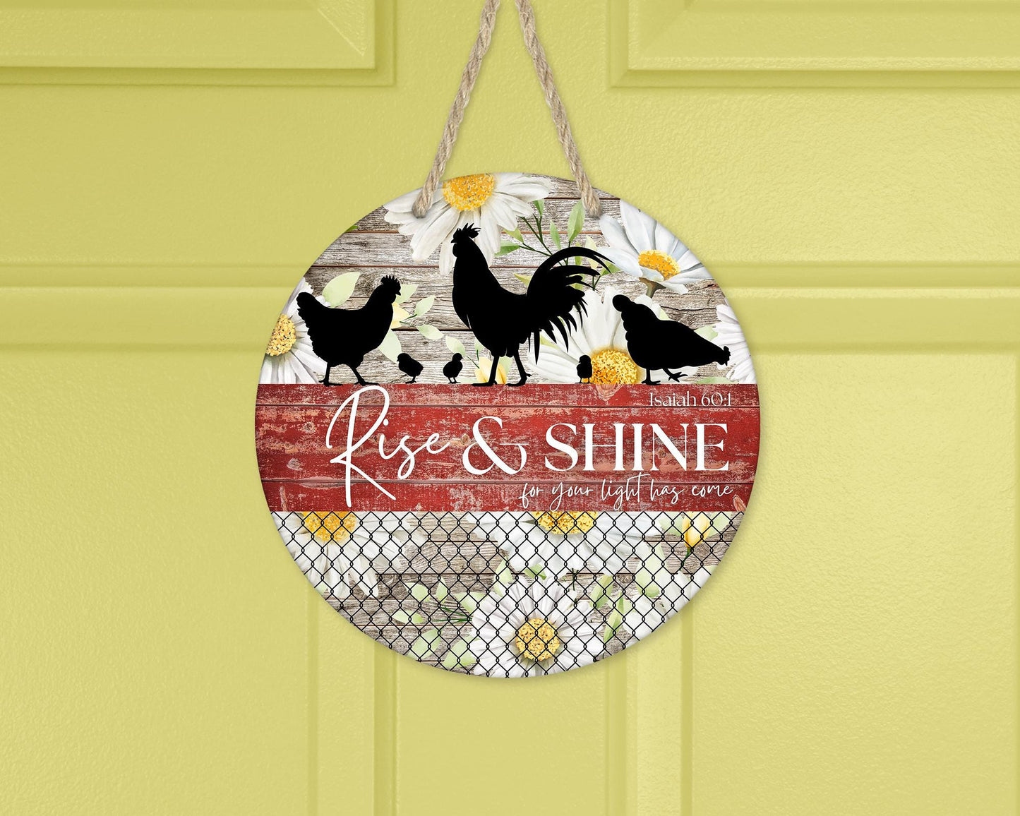 Rise Shine Chickens Door Wreath Perfect Housewarming Gift Christian Blessing for New Homes