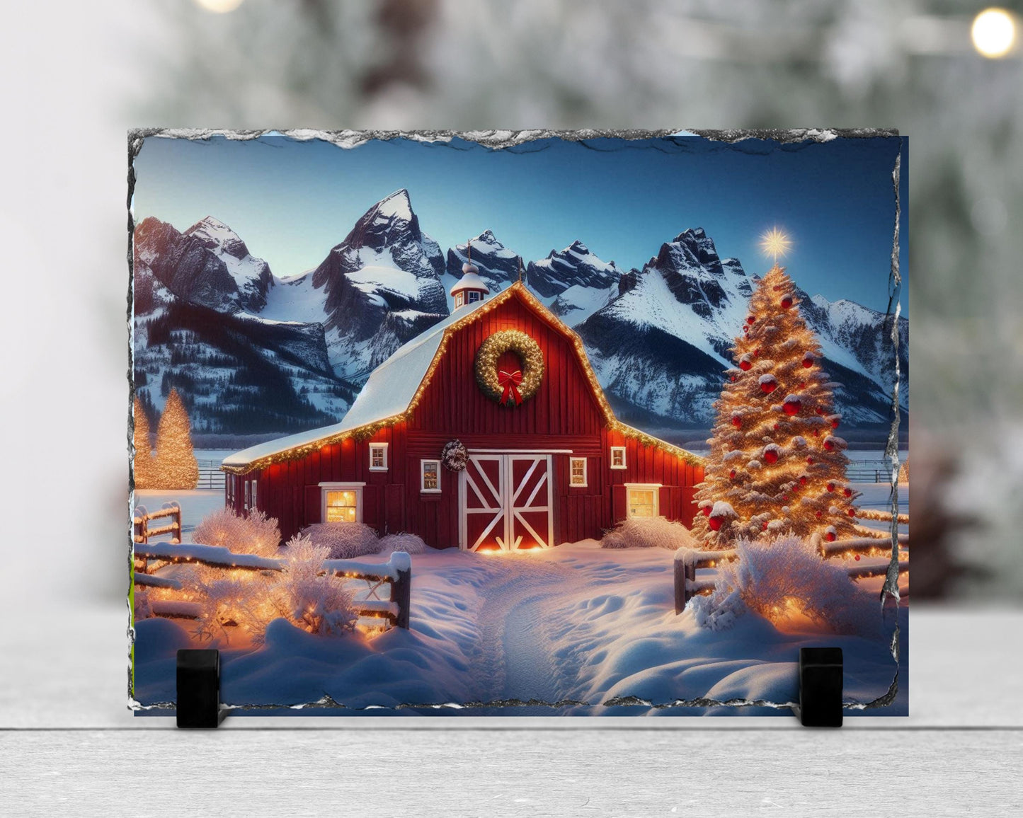 Rustic Slate Christmas Barn Decor for Cozy Holiday Charm