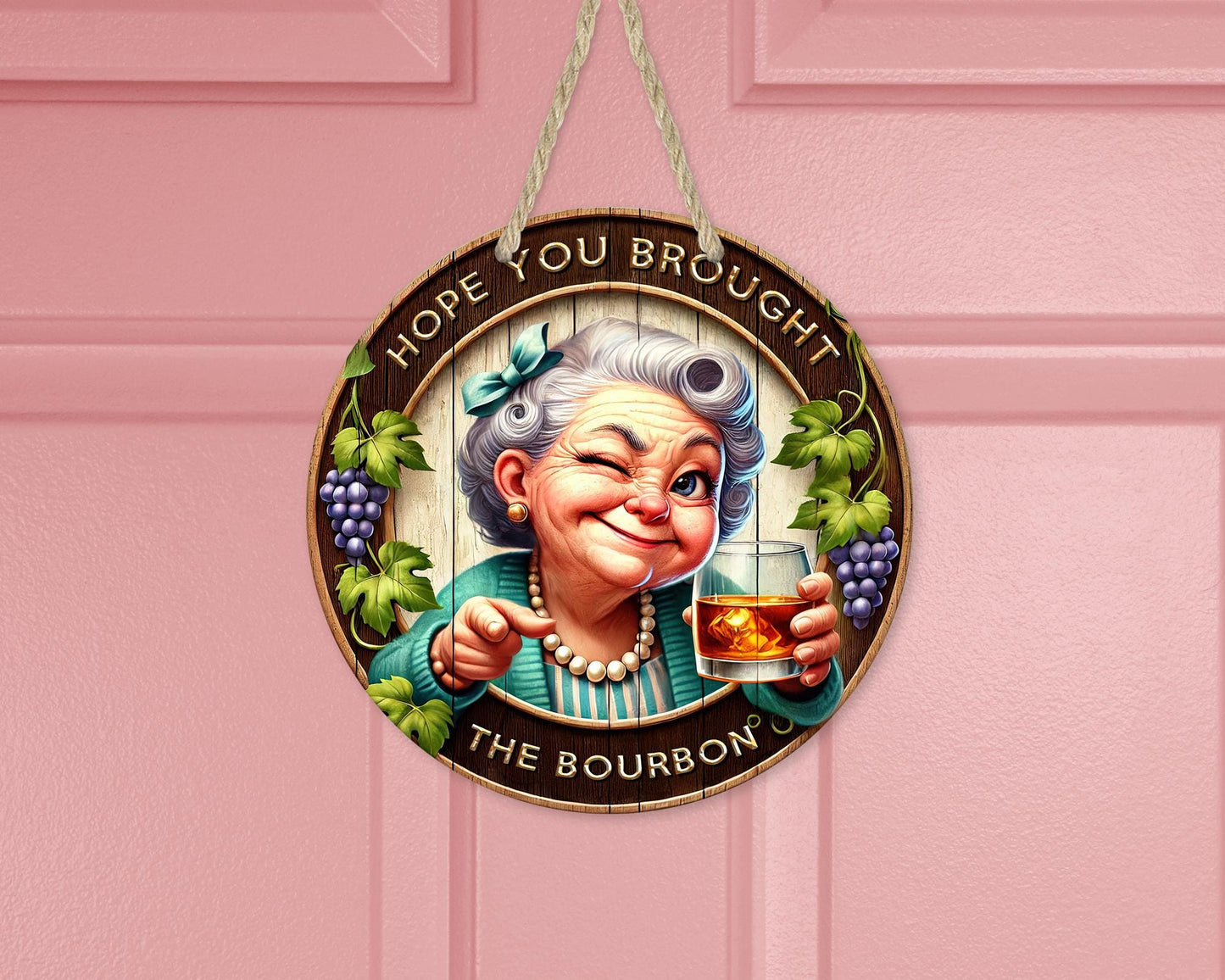 Sassy Bourbon Lady Wreath - Unique Door Decor Gift for Bourbon Lovers and Sisters