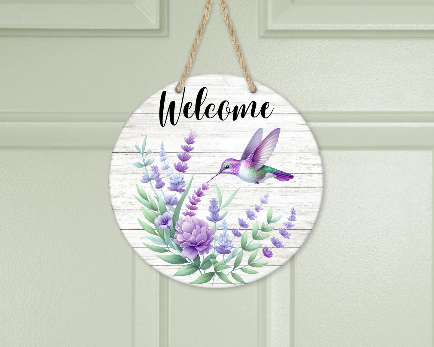 Hummingbird and Floral Aluminum Door Wreath - Unique Welcome Sign for Front Porch Decor Perfect New Home Gift for Sisters