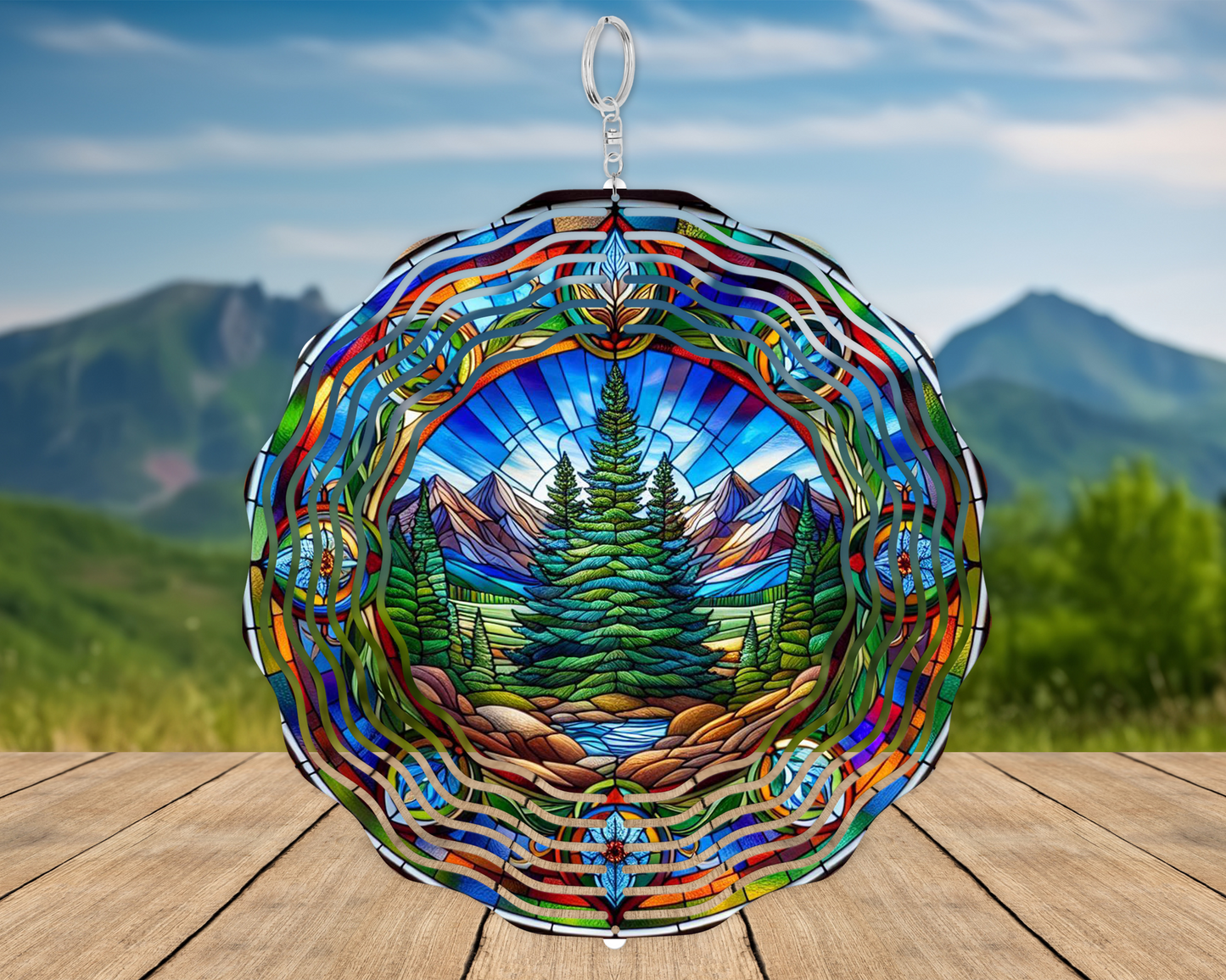 Blue Spruce Wind Spinner, Hanging Wind Spinner for Porch, Nature Inspired Housewarming Gift, Yard or Porch Decor, Unique Gift for Mom