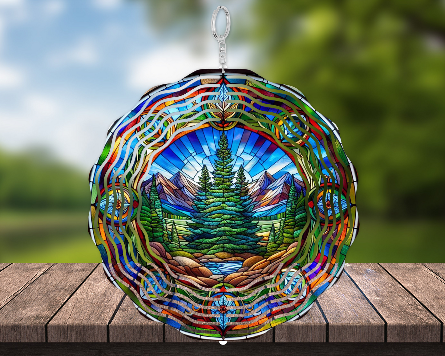 Blue Spruce Wind Spinner, Hanging Wind Spinner for Porch, Nature Inspired Housewarming Gift, Yard or Porch Decor, Unique Gift for Mom