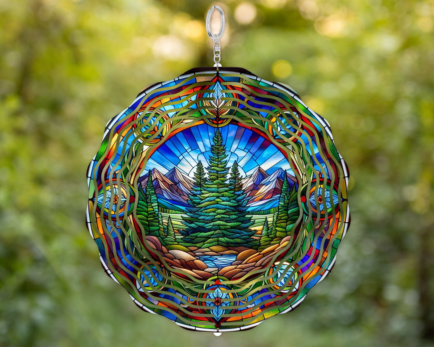 Blue Spruce Wind Spinner, Hanging Wind Spinner for Porch, Nature Inspired Housewarming Gift, Yard or Porch Decor, Unique Gift for Mom
