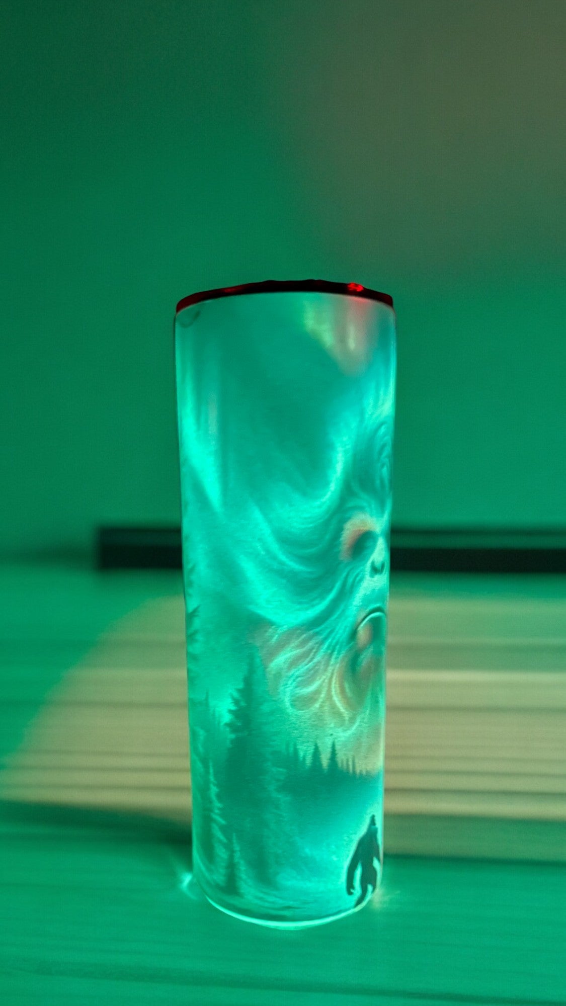 Glow in the Dark Bigfoot Northern Lights Tumbler  Unique Gift for Men