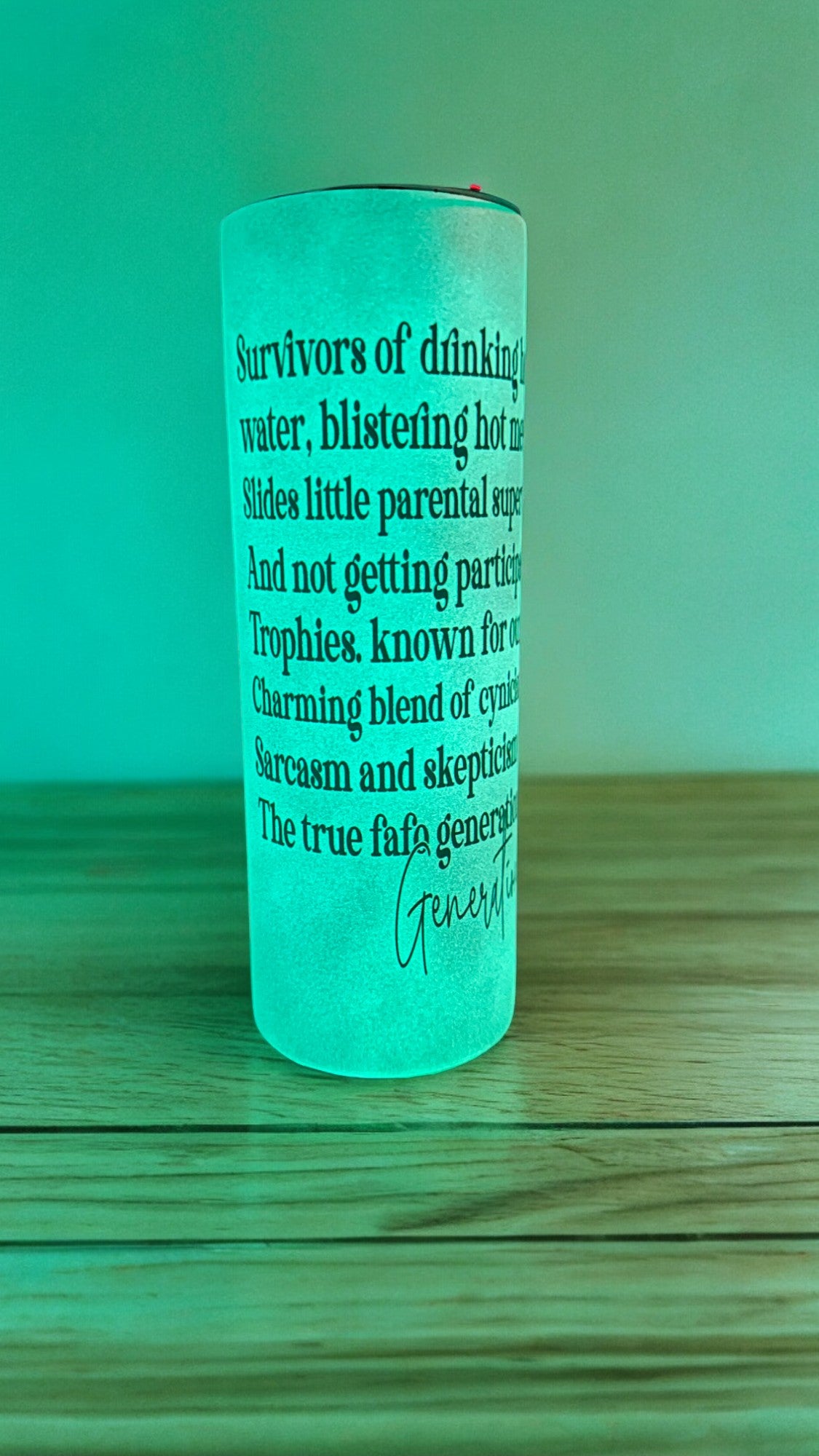 Gen X Glow In The Tumbler, Travel Mug for Gen Xers, Generation X Merch