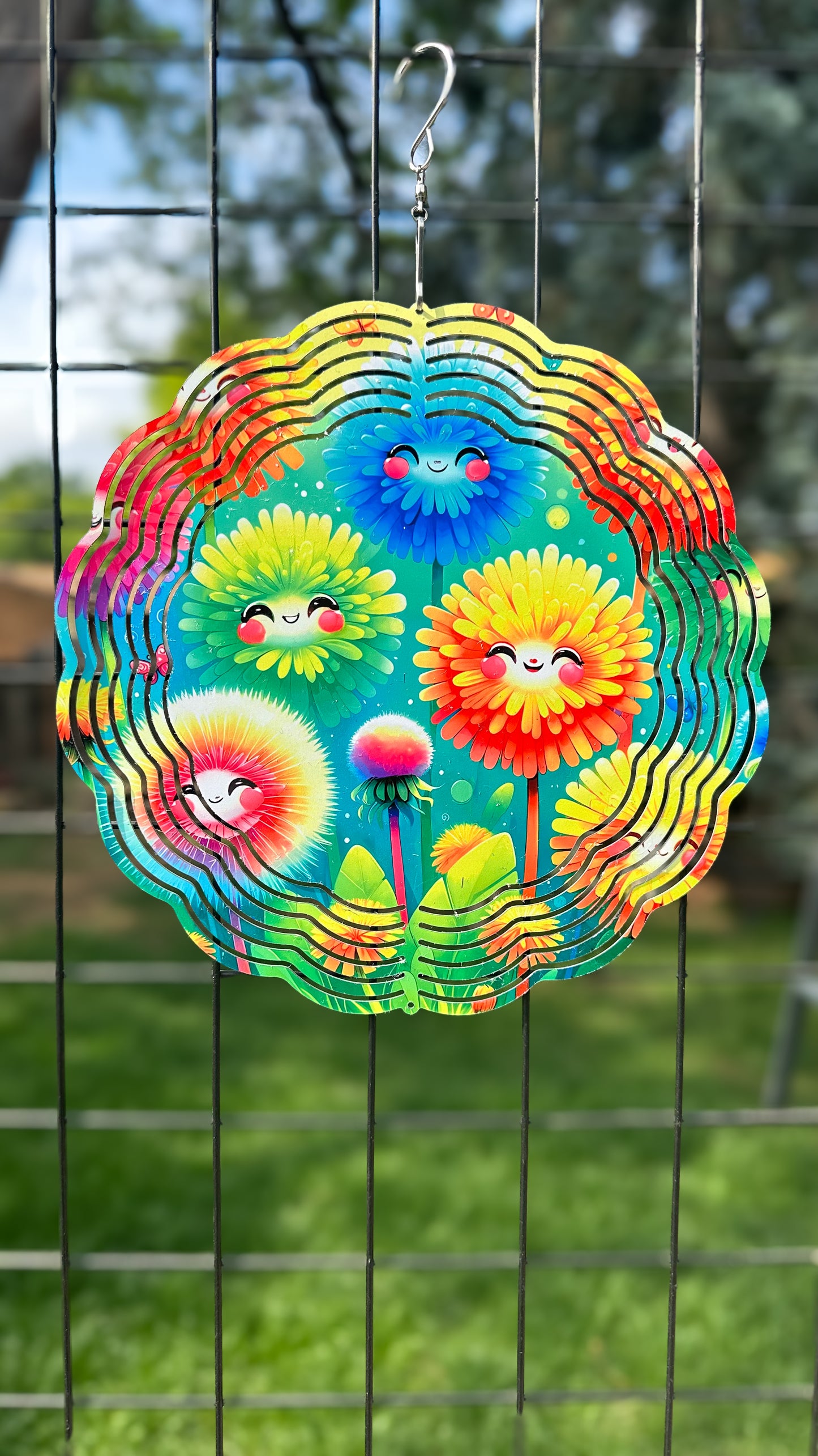 Colorful Smile Floral 3D Wind Spinner, 10' Wind Spinner