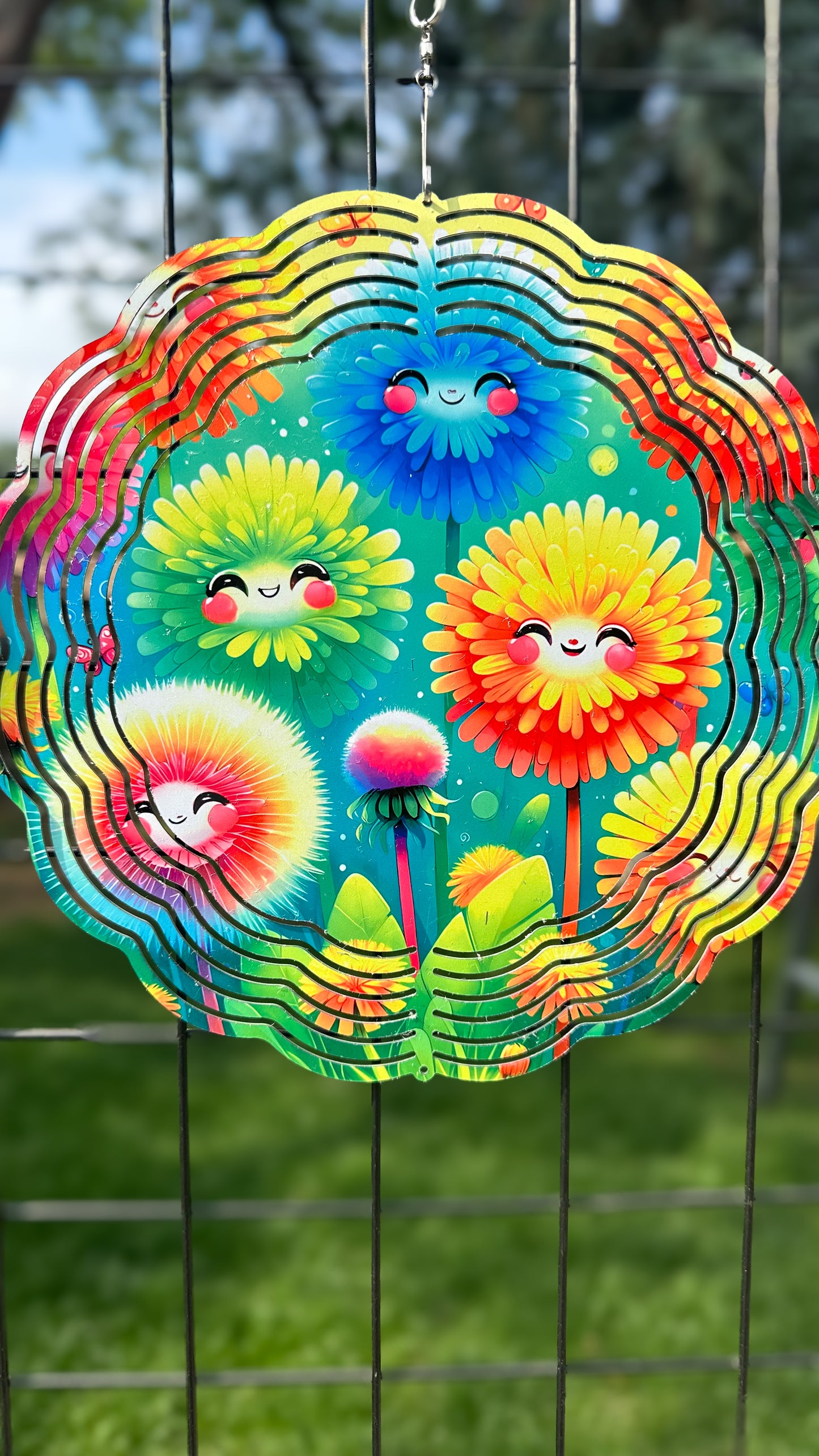 Colorful Smile Floral 3D Wind Spinner, 10' Wind Spinner