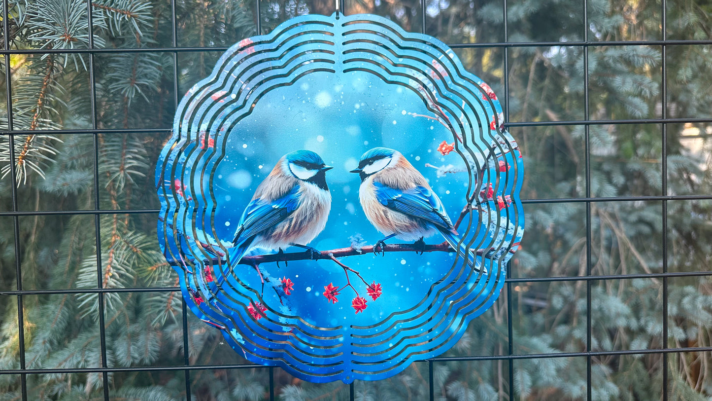 Blue Birds Wind Spinner, 10' inch 3d Wind Spinner, Bird Lover Gift