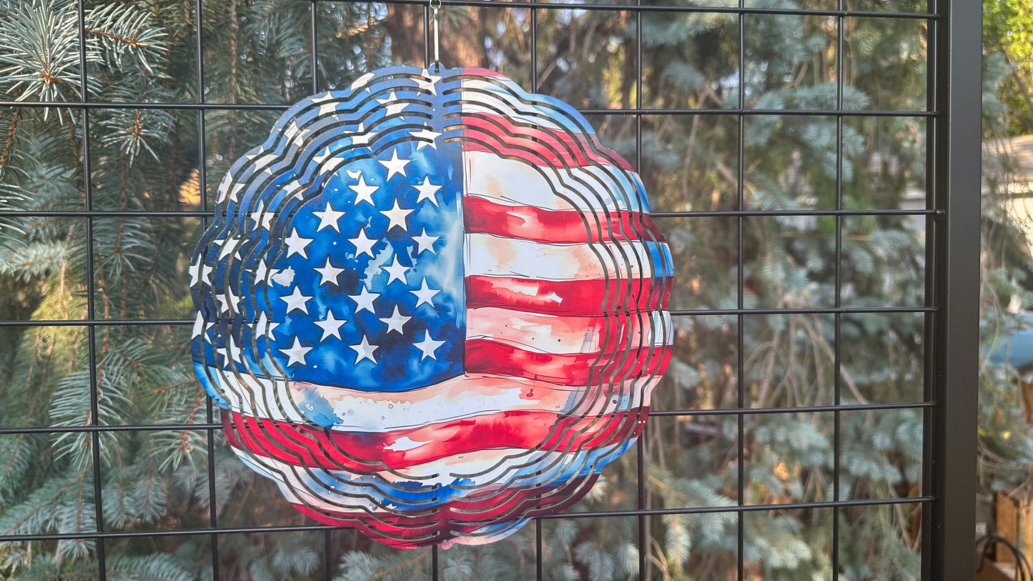 USA Flag 10-Inch 3D Wind Spinner for Yard Decor - Perfect Patriotic Gift