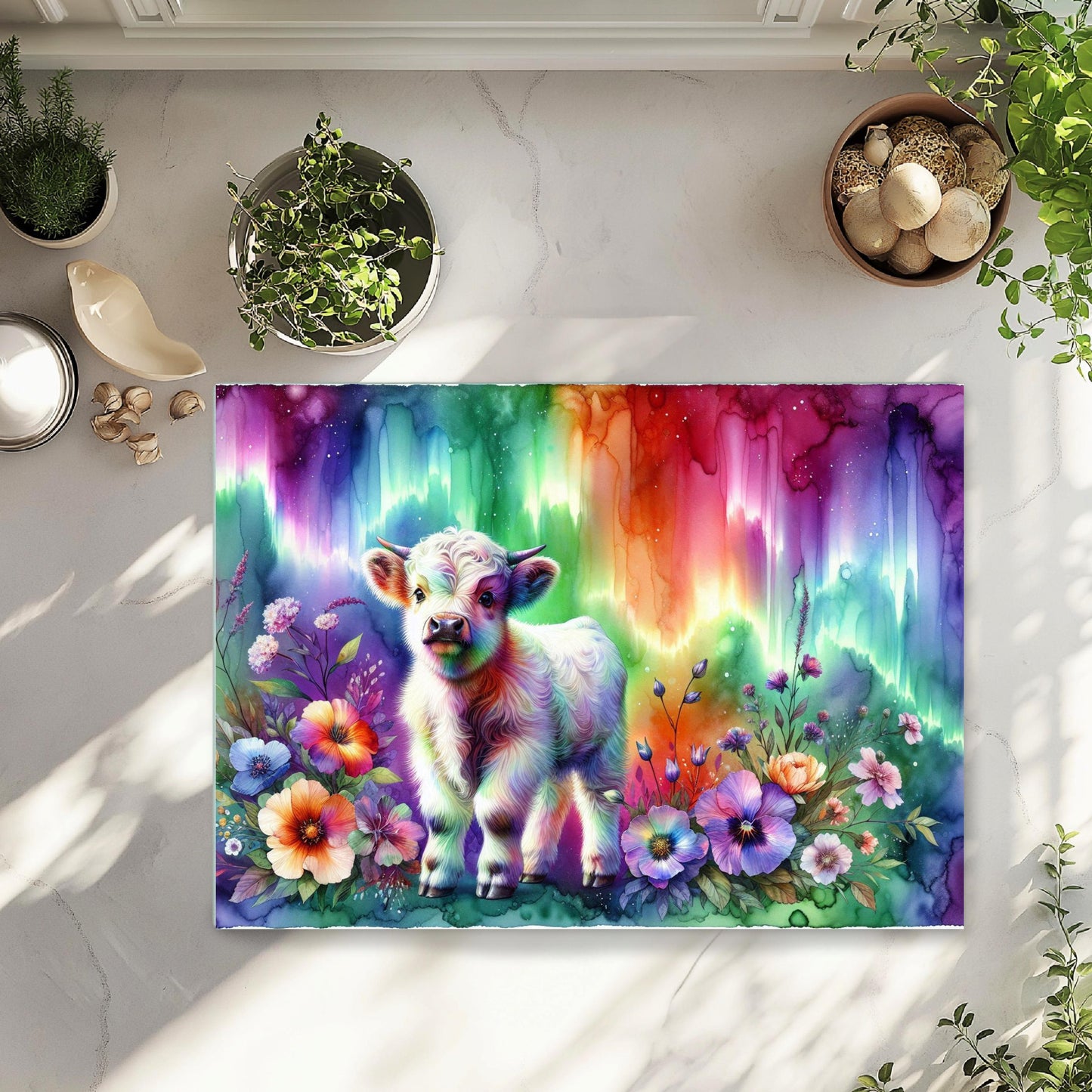 Baby Highland Cow Glass Cutting Board, Cow Lover Gift, Food Prep Board, Foodie Gift Idea