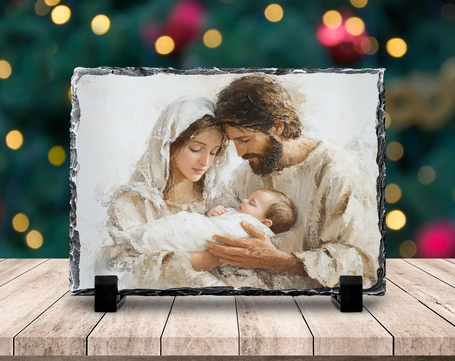 Fractured Edges Slate Nativity Scene Print - Spiritual Christian Gift for Holidays and Celebrations