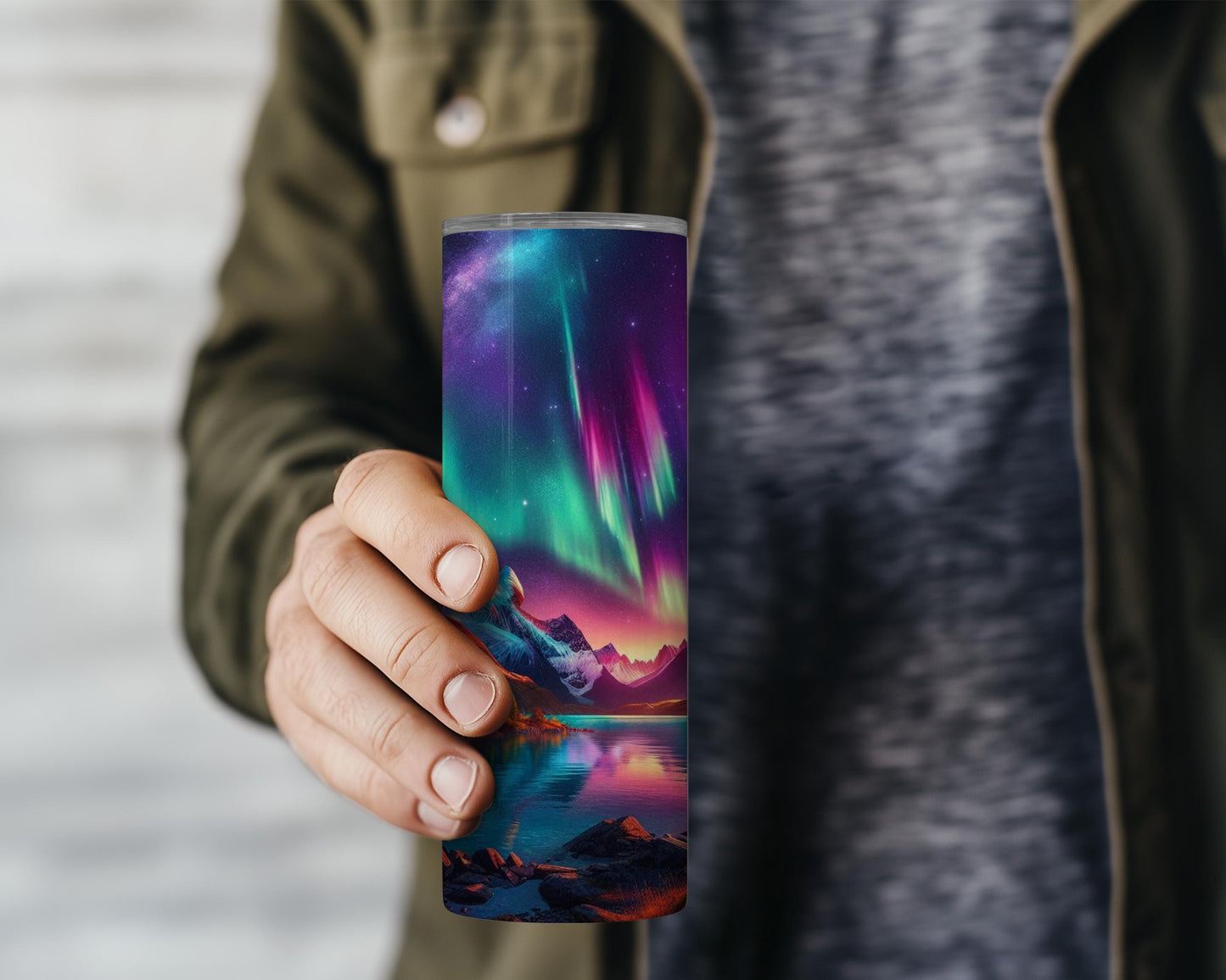 Northern Lights Tumbler - 20oz 30oz Aurora Borealis Design Unique Nature Lover Gift Woodland Drinkware