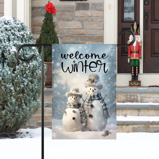 Winter Welcome Snowman Garden Flag - Double-Sided 12x18 Inches for Festive Outdoor Decor