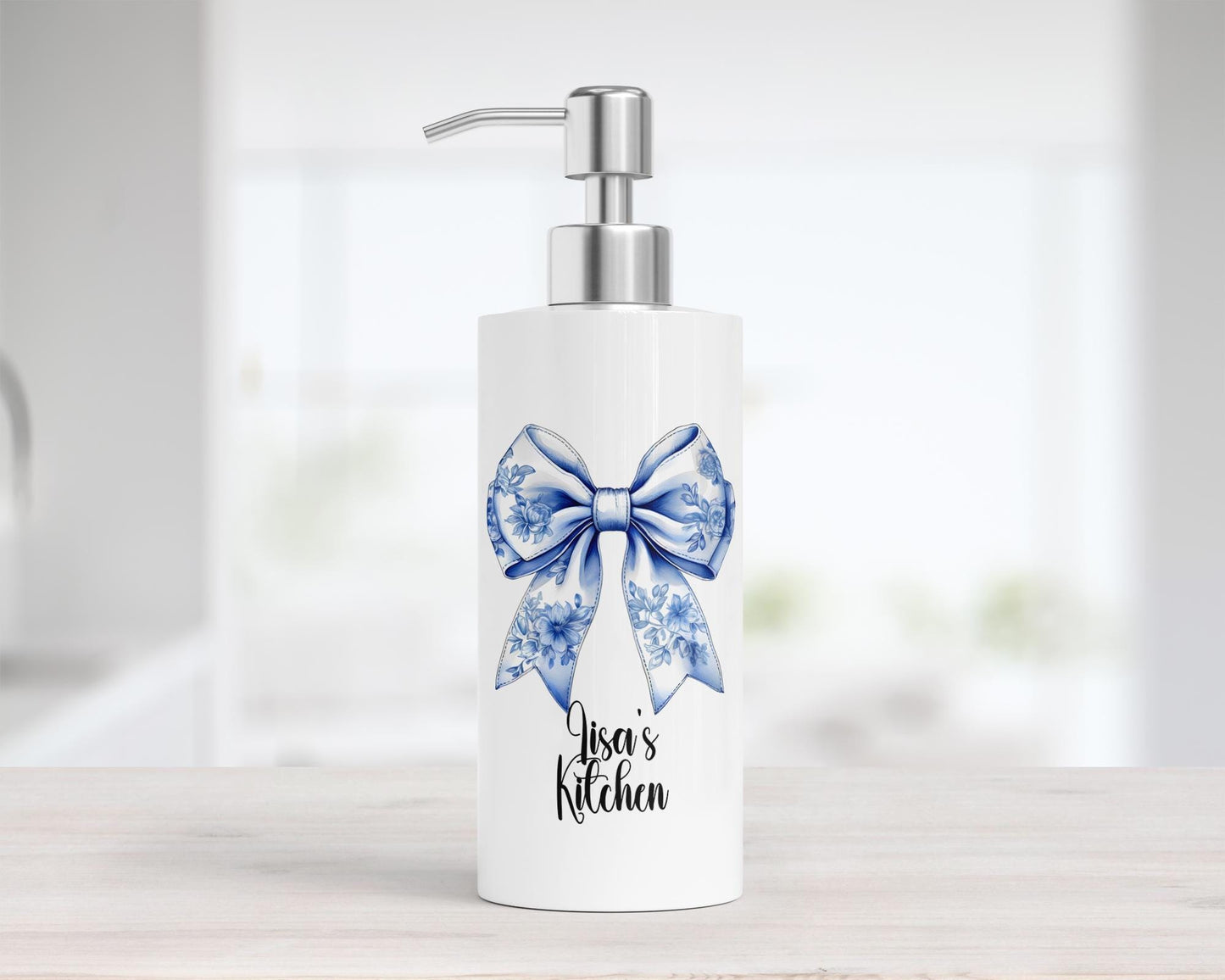 Personalized 18oz Stainless Steel Soap Dispenser with Coquette Box - Unique Bridal Shower Gift Kitchen Decor