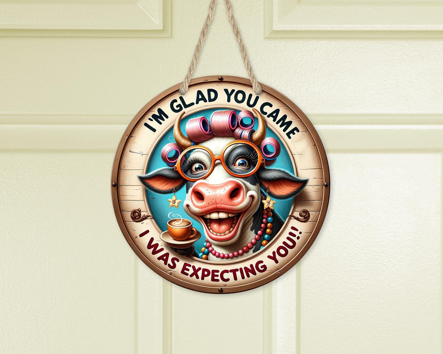 Whimsical Cow Door Hanger - Unique Home Decor Gift for Mom Perfect for Front Porch Housewarming