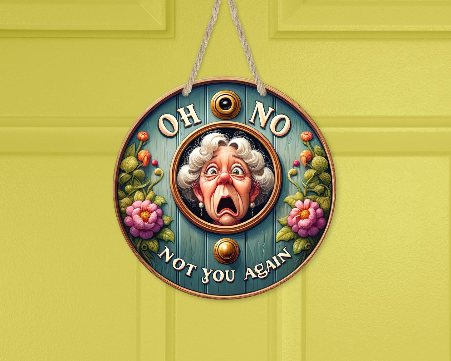 Whimsical 10x10 Aluminum Door Decor with Peek Hole Unique Housewarming Gift for Moms and New Homes