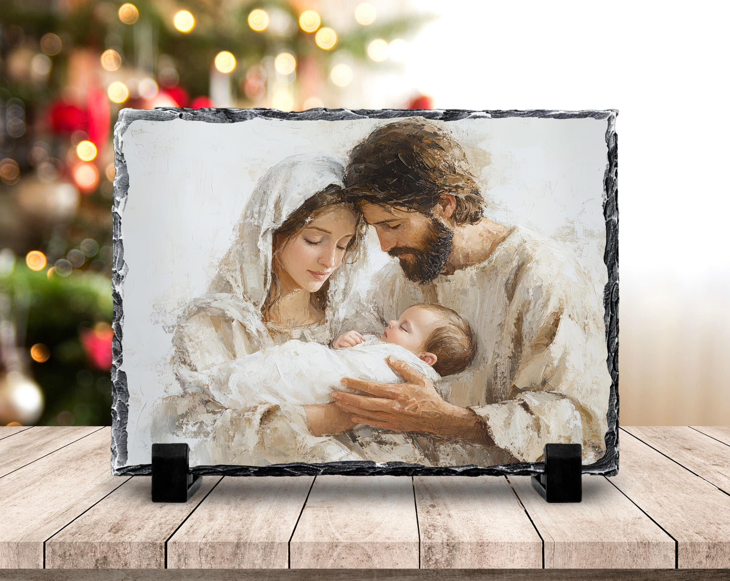 Fractured Edges Slate Nativity Scene Print - Spiritual Christian Gift for Holidays and Celebrations