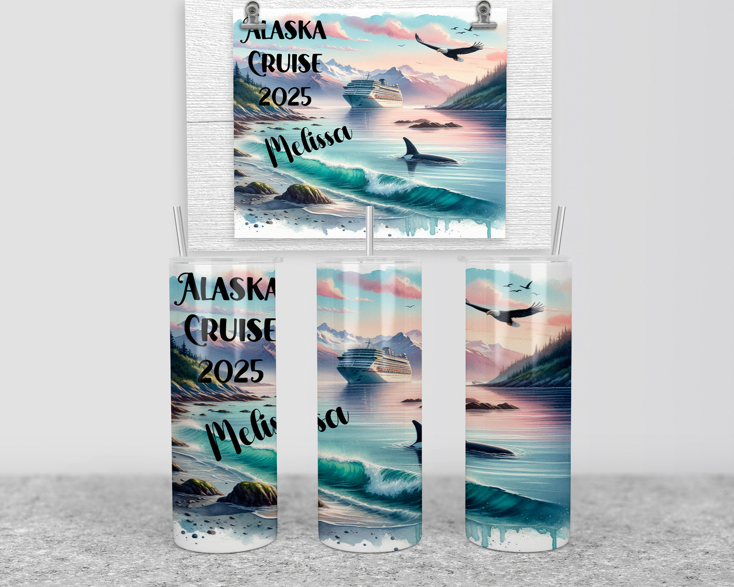 Glow In Dark Alaska Cruise Tumbler, Personalized Girls Trip Tumblers, Cruise Crew, Group Cruise Gifts, Cruise Cups, Vacation Tumblers