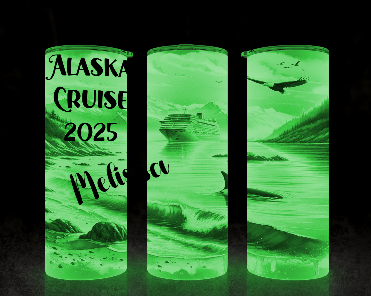 Glow In Dark Alaska Cruise Tumbler, Personalized Girls Trip Tumblers, Cruise Crew, Group Cruise Gifts, Cruise Cups, Vacation Tumblers