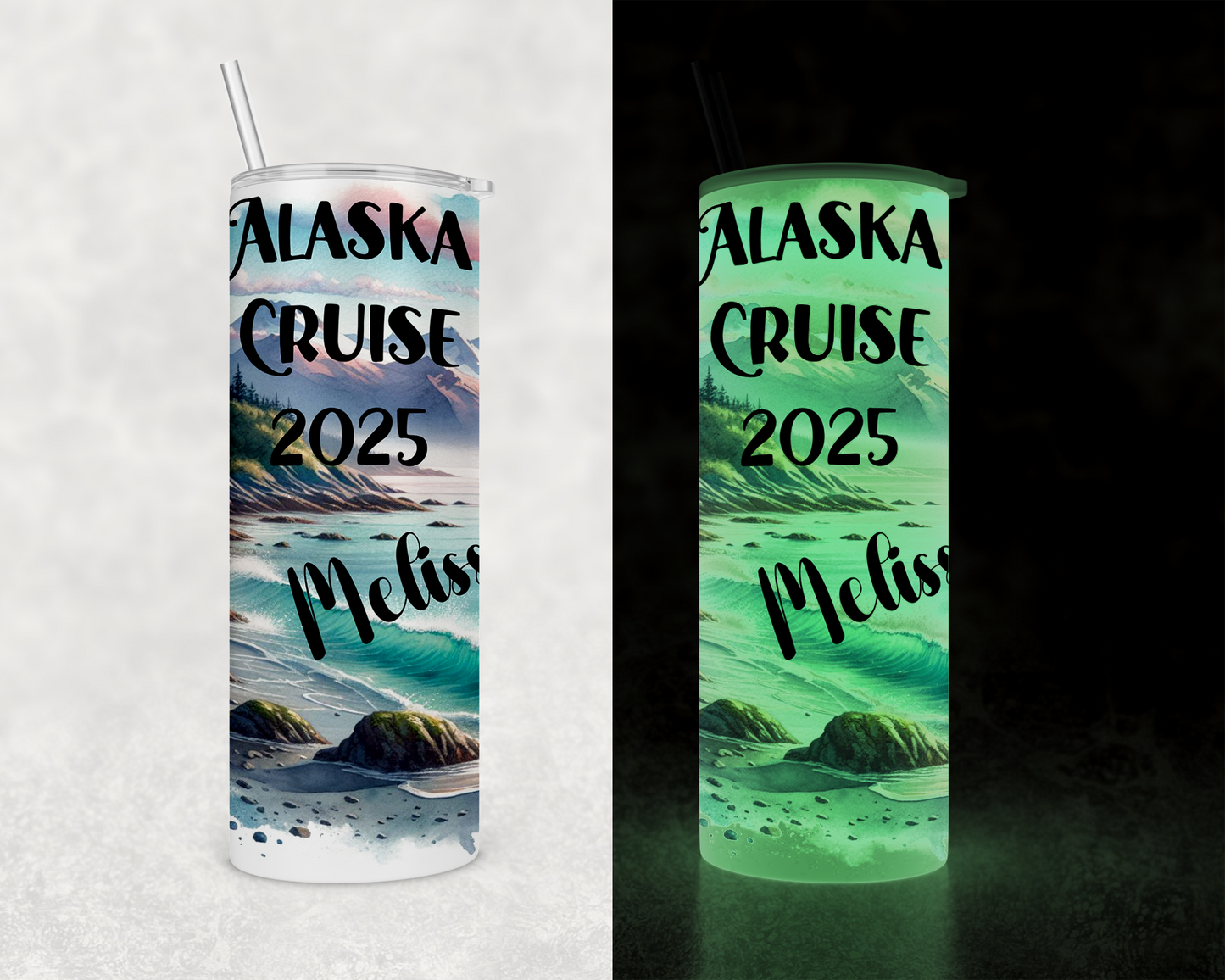 Glow In Dark Alaska Cruise Tumbler, Personalized Girls Trip Tumblers, Cruise Crew, Group Cruise Gifts, Cruise Cups, Vacation Tumblers