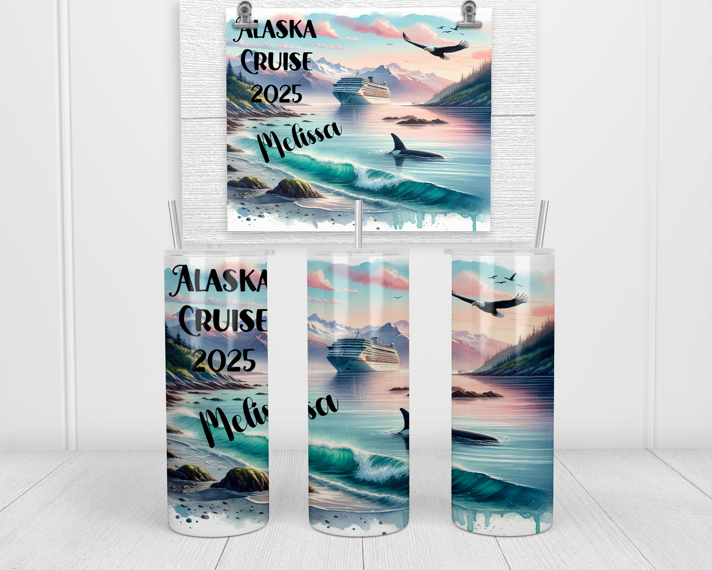 Glow In Dark Alaska Cruise Tumbler, Personalized Girls Trip Tumblers, Cruise Crew, Group Cruise Gifts, Cruise Cups, Vacation Tumblers