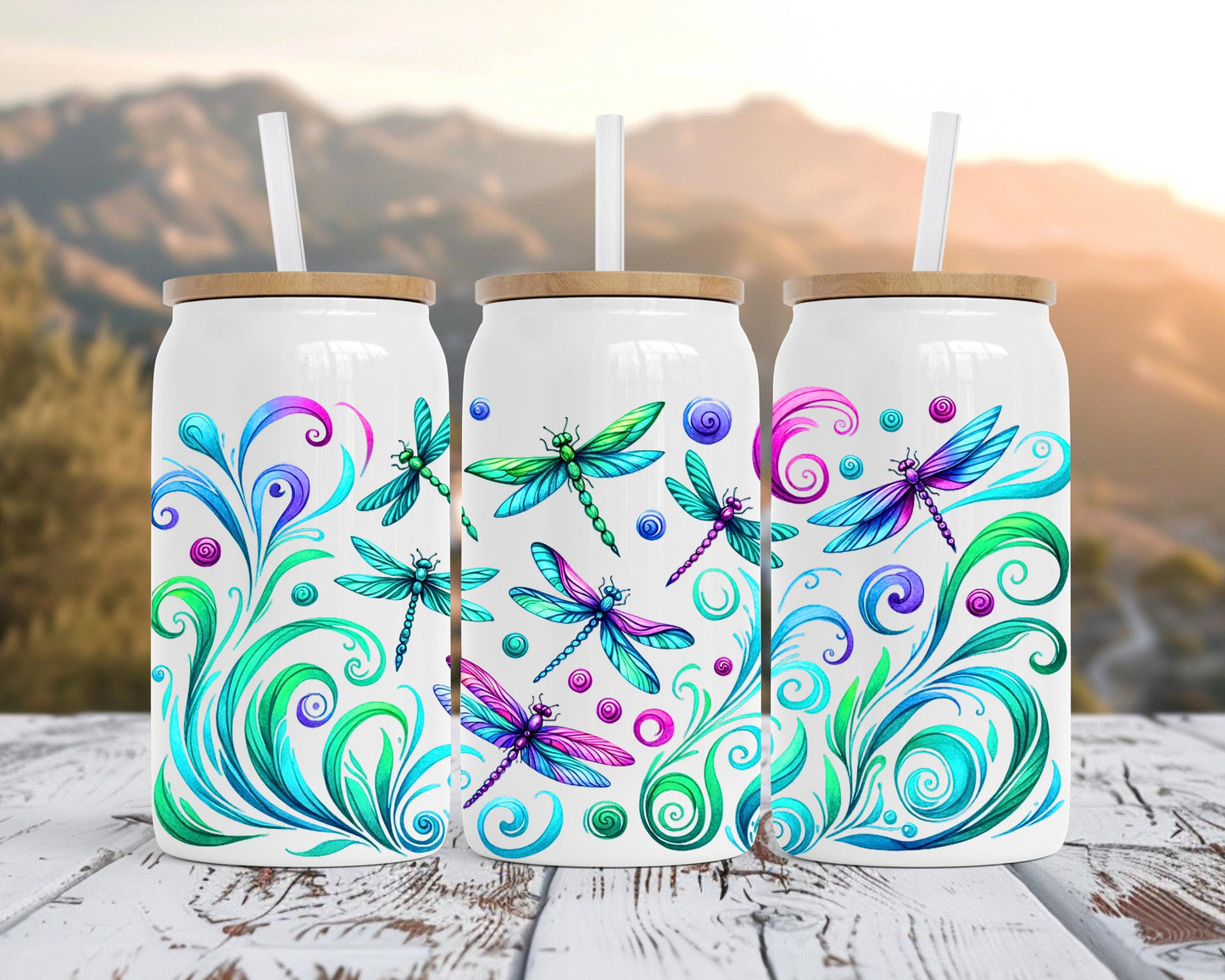 Dragonfly Tumbler Gift, Colorful Nature Travel Mug, 16oz Stainless Steel Insulated Cup