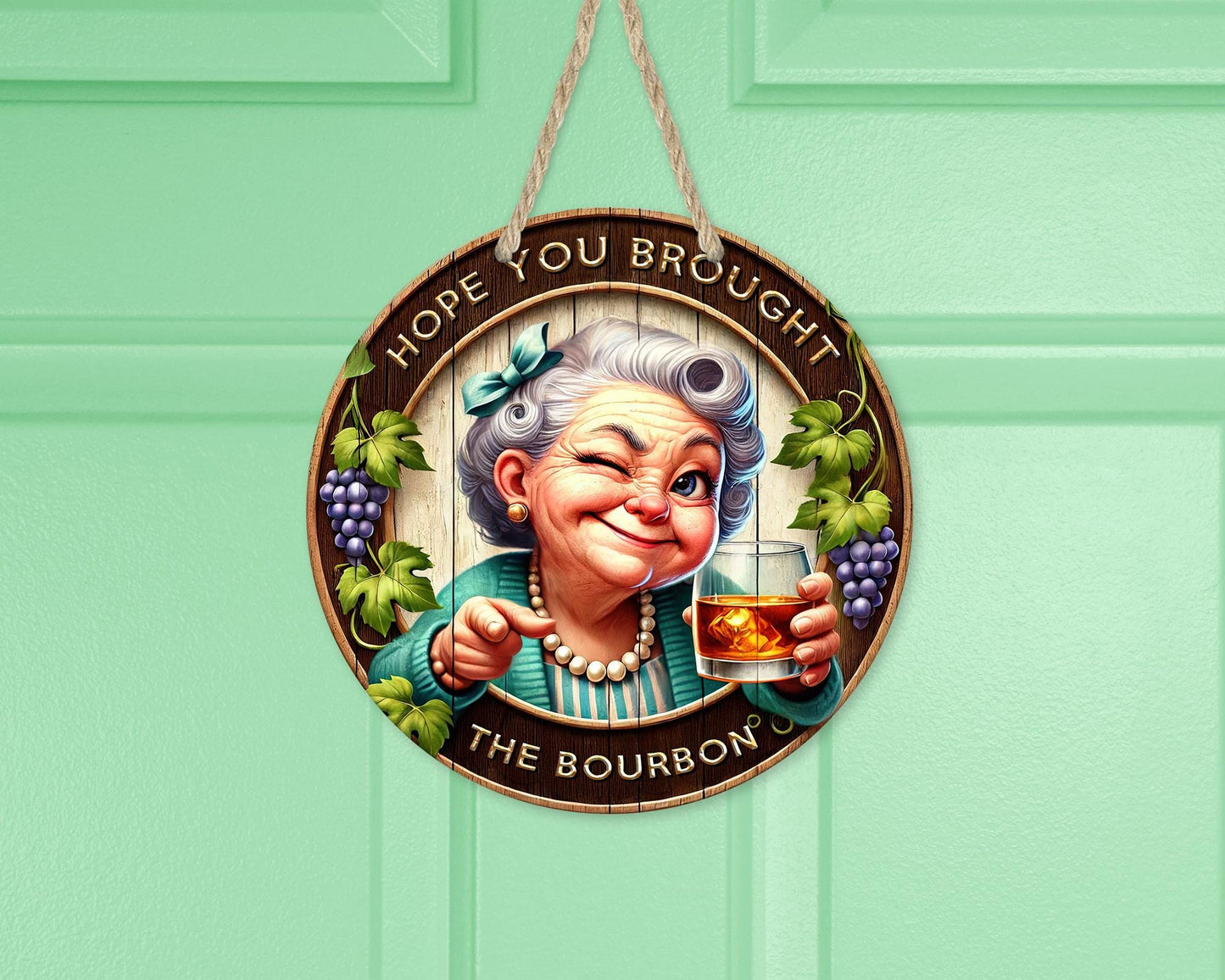 Sassy Bourbon Lady Wreath - Unique Door Decor Gift for Bourbon Lovers and Sisters