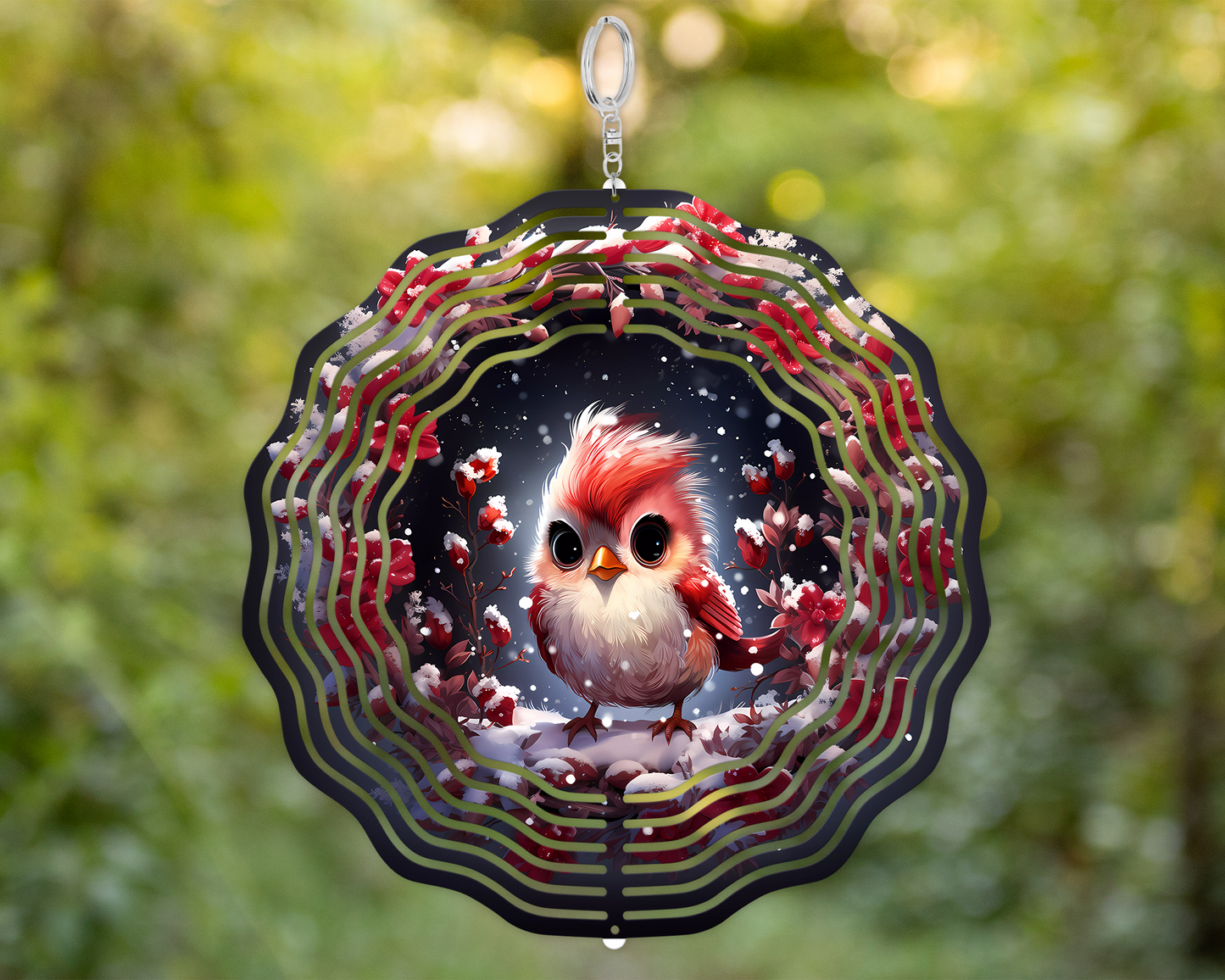 Baby Cardinal Wind Spinner, Bird Lover Gift, Unique Gifts for Mothers Day, Double Sided Wind Spinner, Yard or Porch Decor, Housewarming Gift