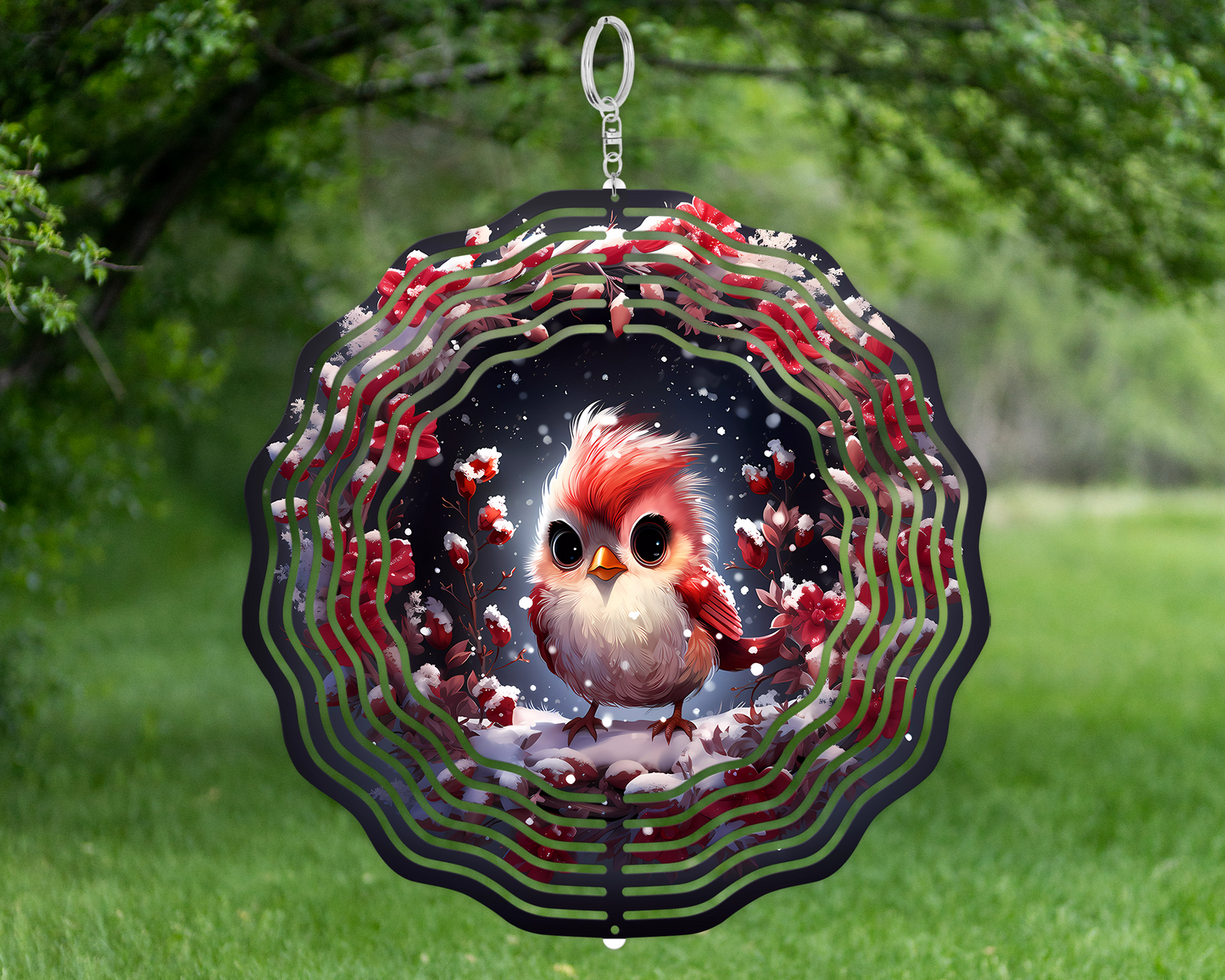 Baby Cardinal Wind Spinner, Bird Lover Gift, Unique Gifts for Mothers Day, Double Sided Wind Spinner, Yard or Porch Decor, Housewarming Gift