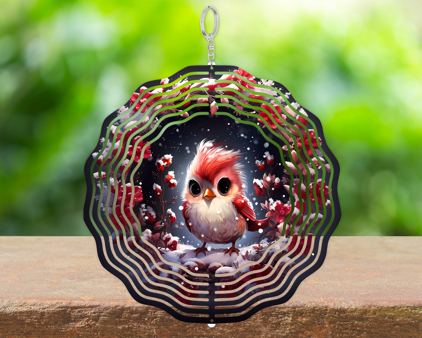 Baby Cardinal Wind Spinner, Bird Lover Gift, Unique Gifts for Mothers Day, Double Sided Wind Spinner, Yard or Porch Decor, Housewarming Gift