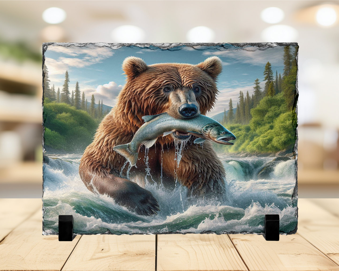 Bear Slate Picture With Display Legs, Outdoor Lover Gift